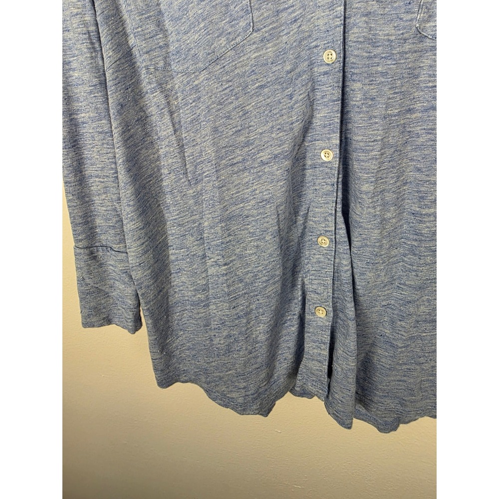 J.McLaughlin Women's Blue Linen Blend Button Down Long Sleeve‎ Top Shirt XL - Picture 4 of 7